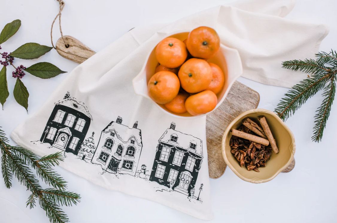 Holiday Houses Organic Cotton Tea Towel