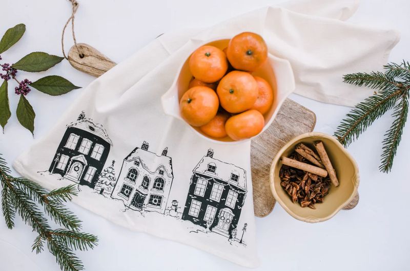 Holiday Houses Organic Cotton Tea Towel