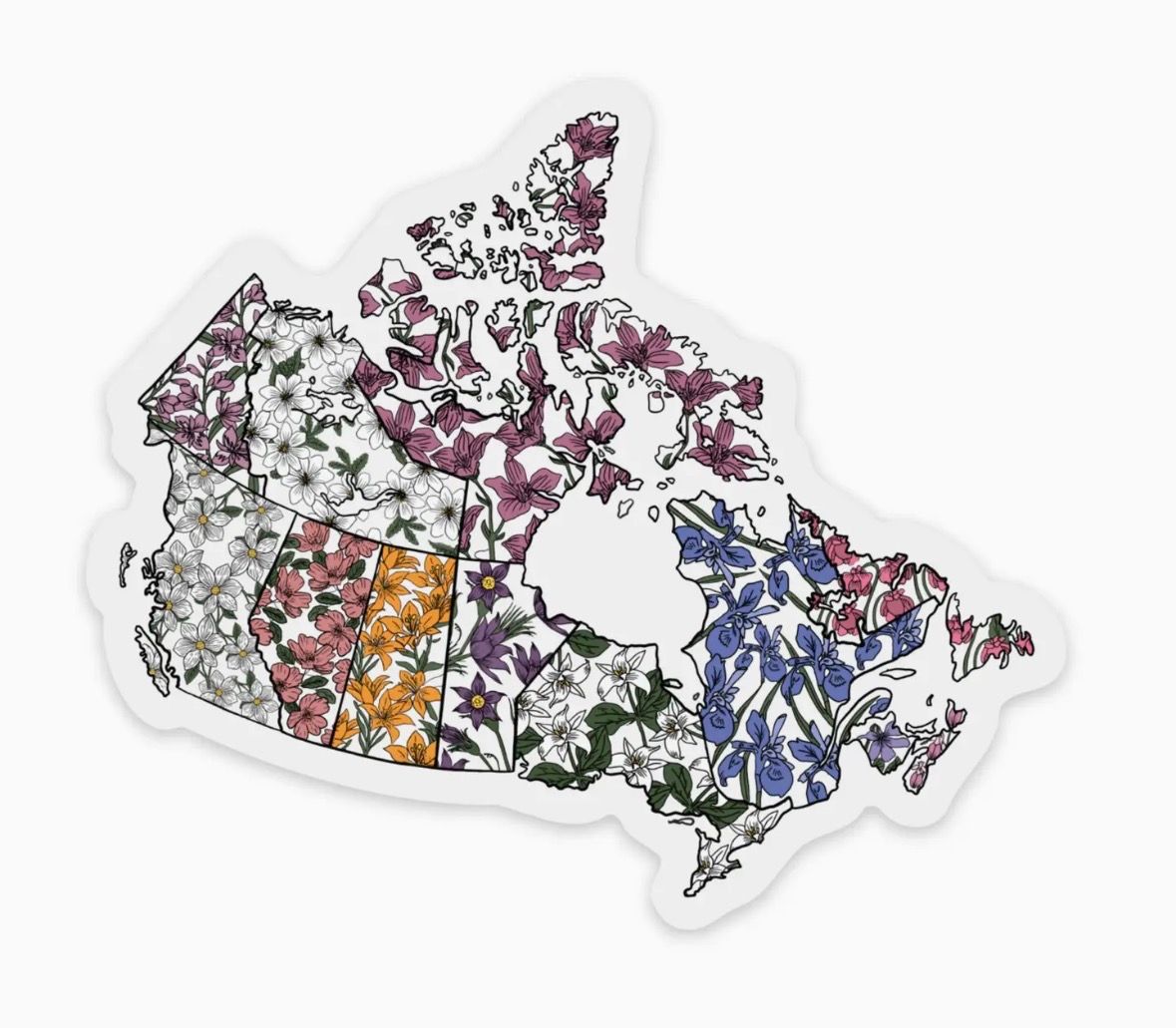 Floral Canada Map Sticker - Jaybee designs