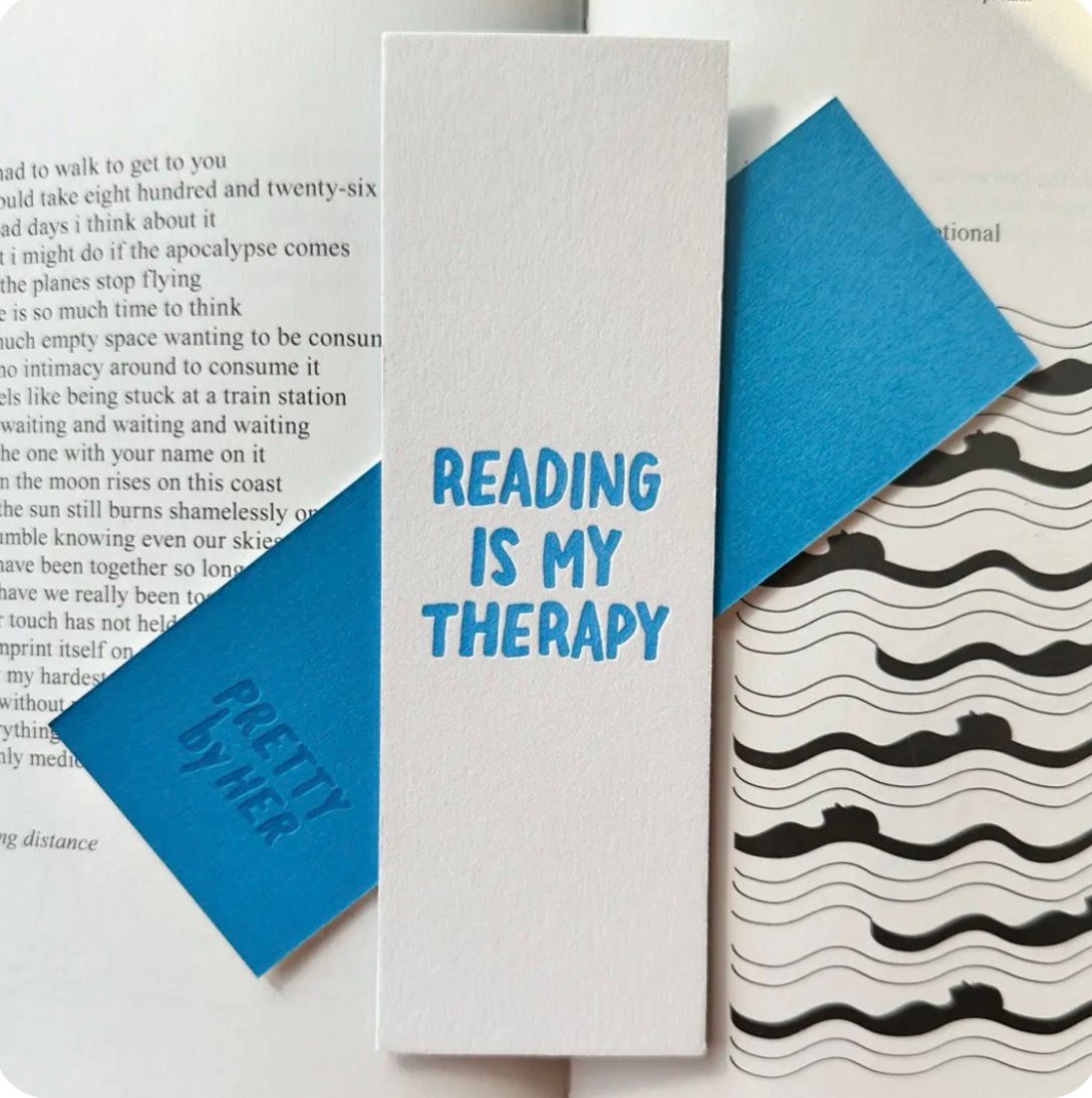 Reading Is My Therapy Letterpress Bookmark