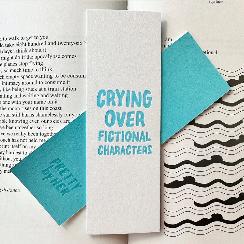 Crying Over Fictional Characters Letterpress Bookmark