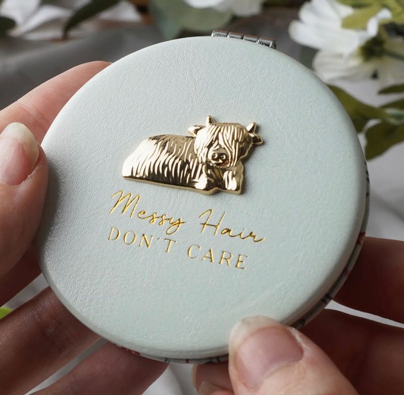 Bramble Farm Highland Cow Compact Mirror