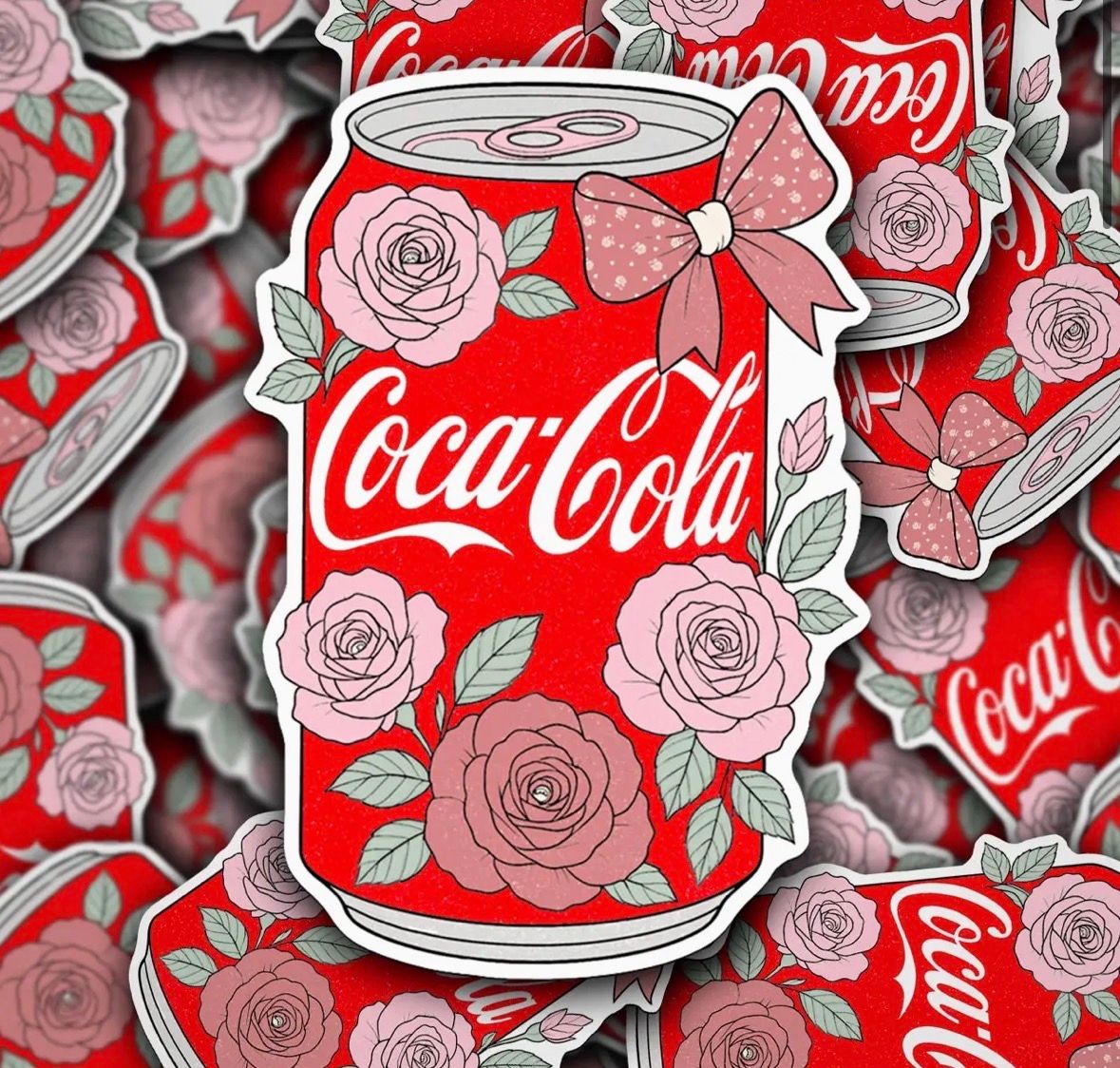 Floral Coca Cola can sticker
