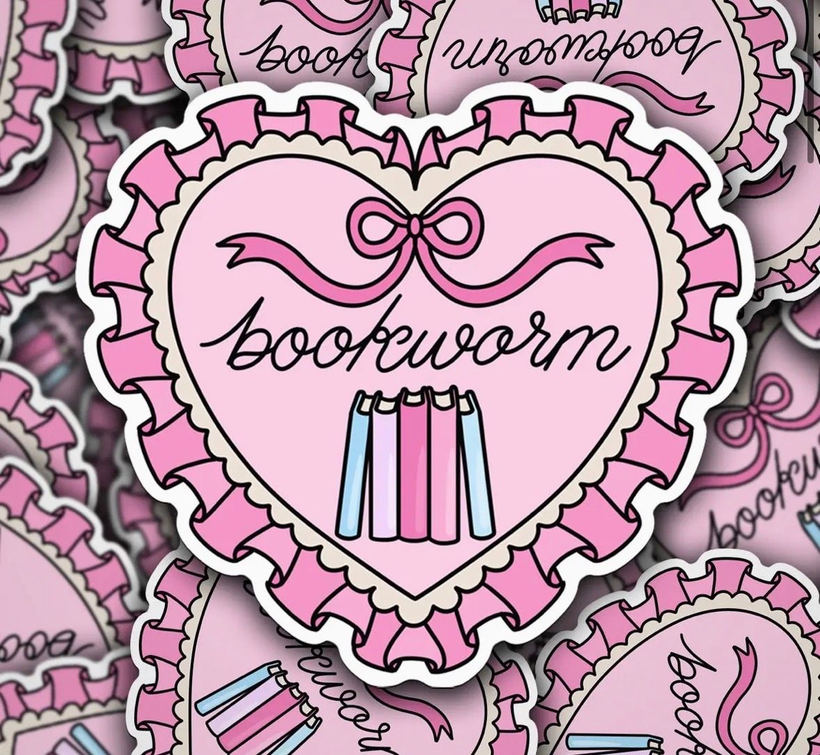 Bookworm heart sticker