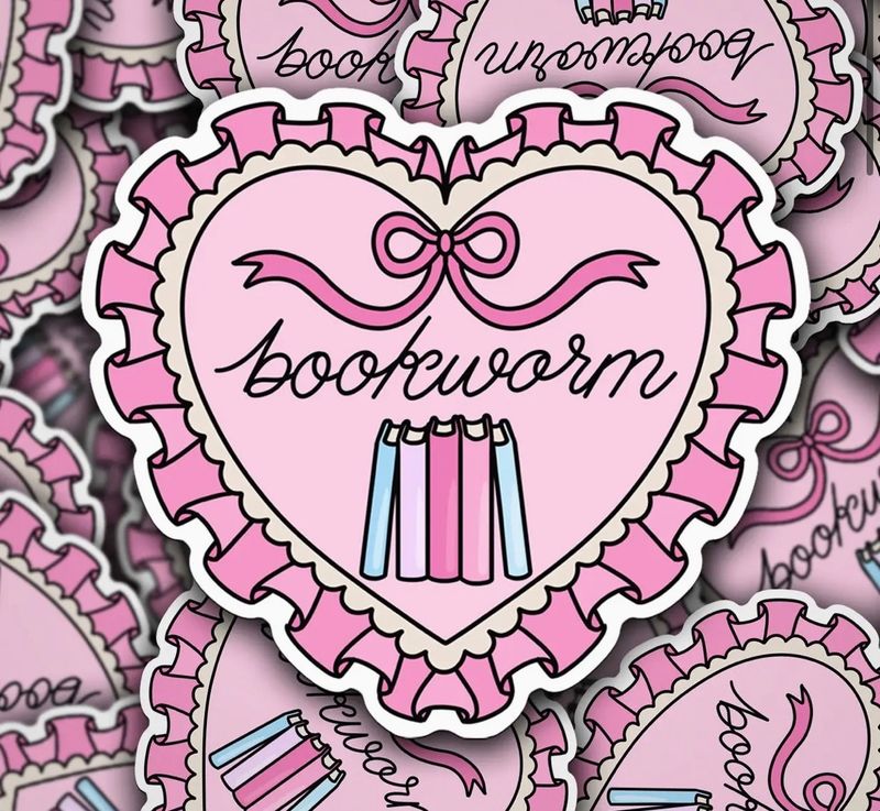 Bookworm heart sticker