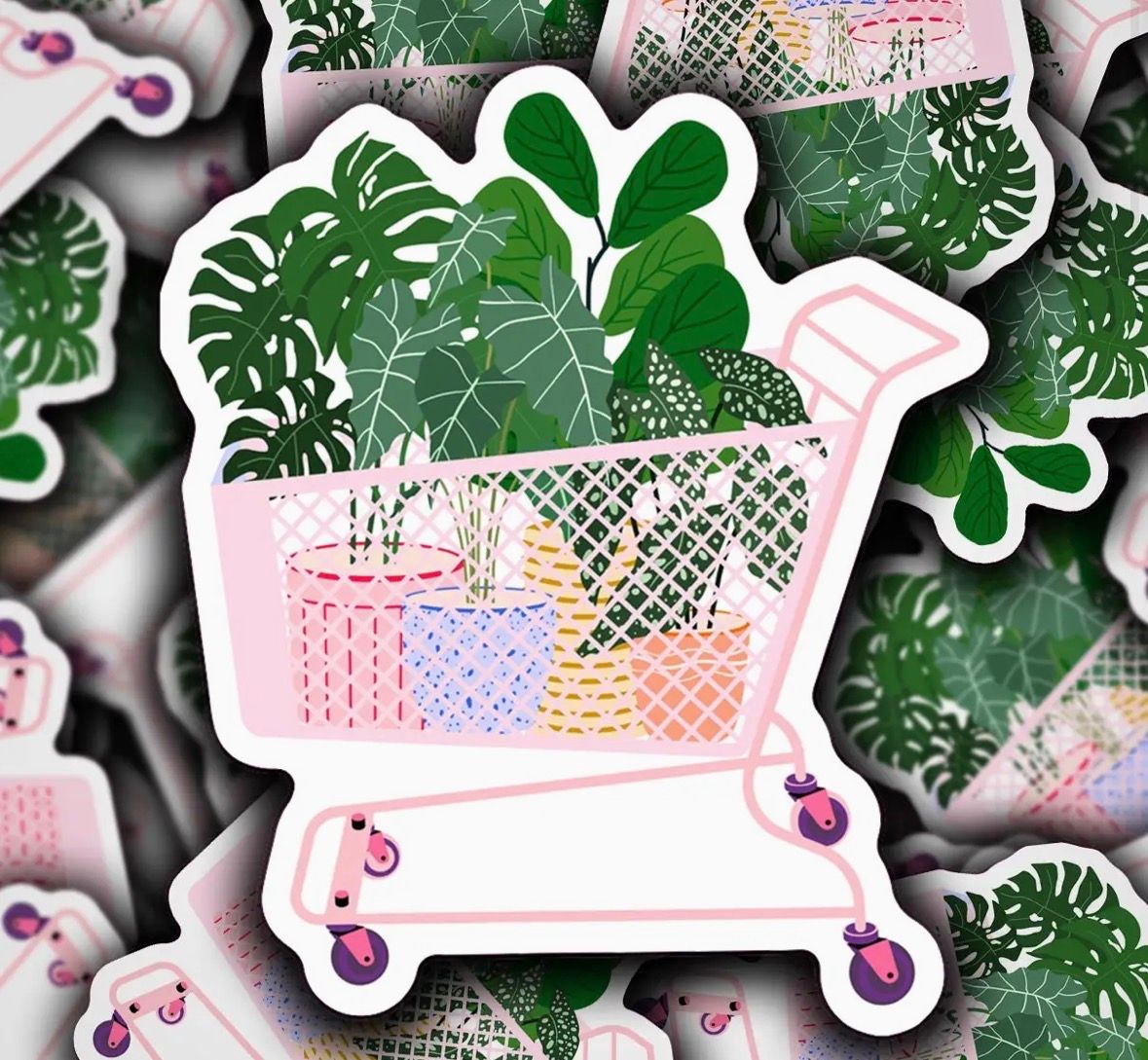Plant shopping cart sticker