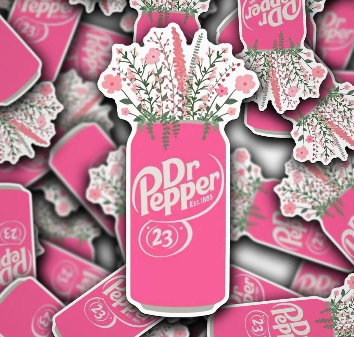 Floral Pink Dr.pepper sticker