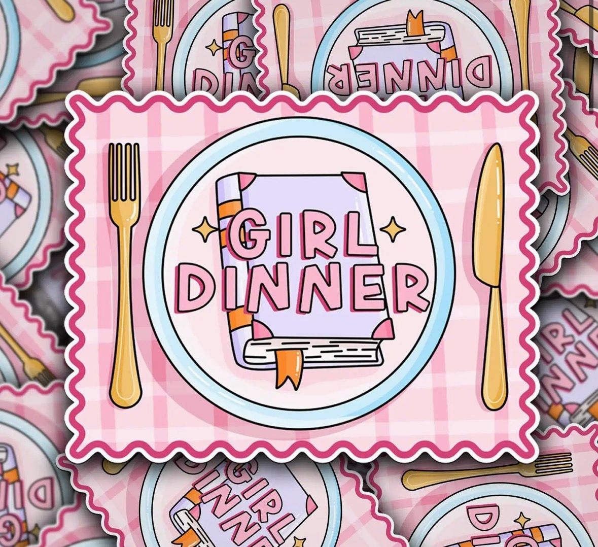 Girl dinner book sticker