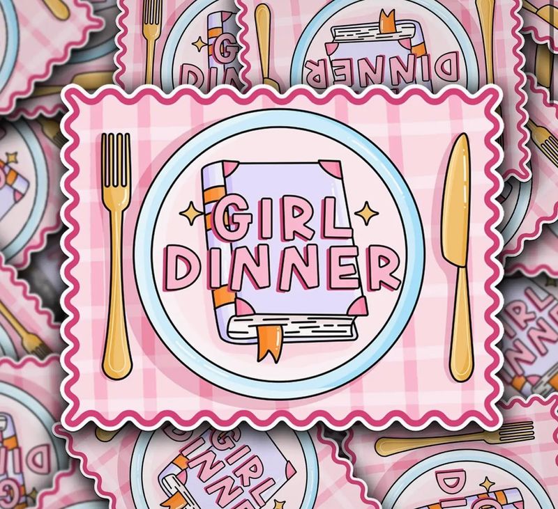 Girl dinner book sticker