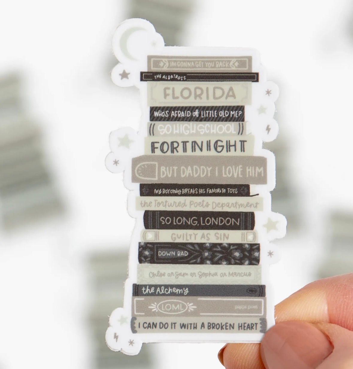 T. Swift Poetry Book Stack Sticker