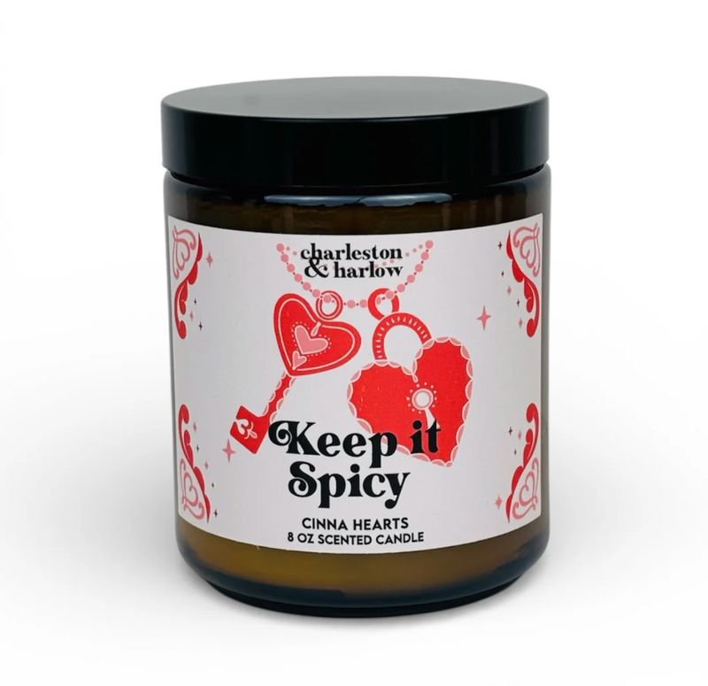 Keep it Spicy 9 oz Soy Wax Candle Cinnamon Hearts