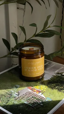 Lemon Peel & Rich Oud (8oz Soy Candle)
