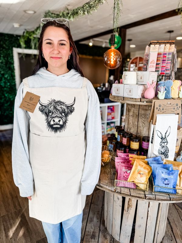 Adjustable Highland Cow Bib Apron