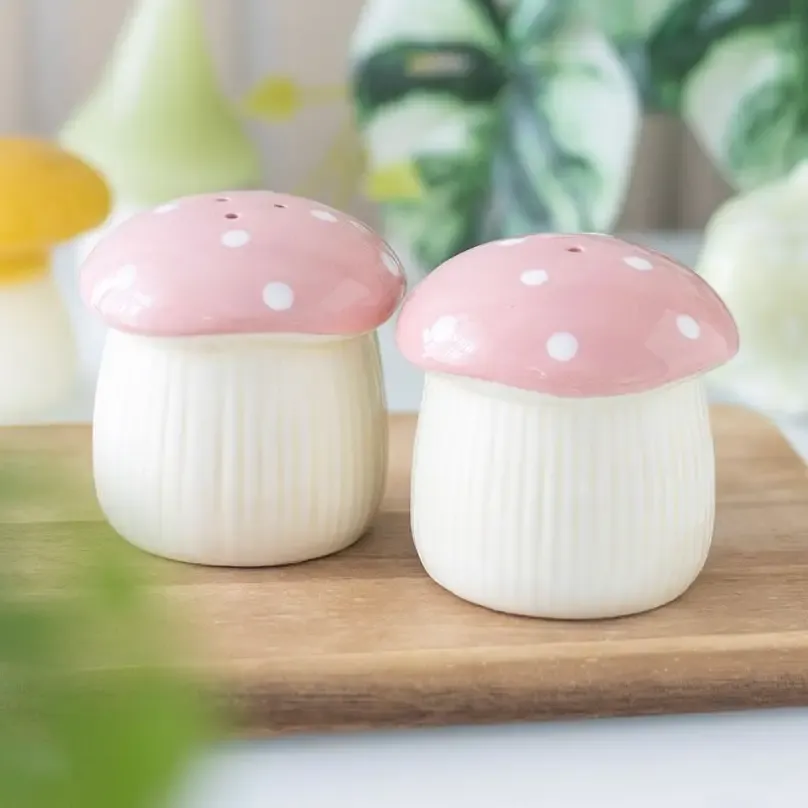Pink Mushroom Salt &amp; Pepper Shakers