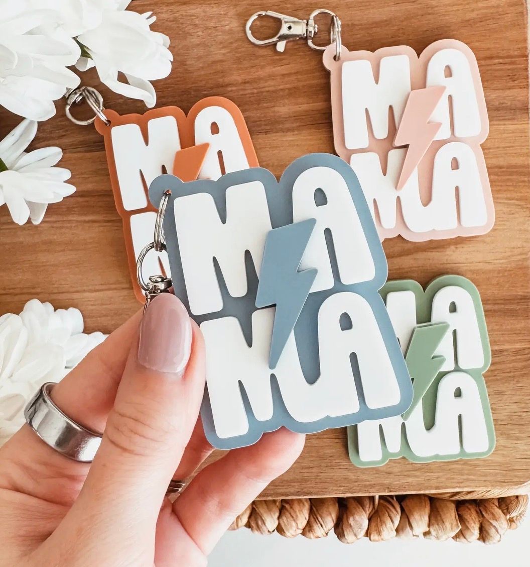 Mama 3D Acrylic Lightening Bolt Keychain
