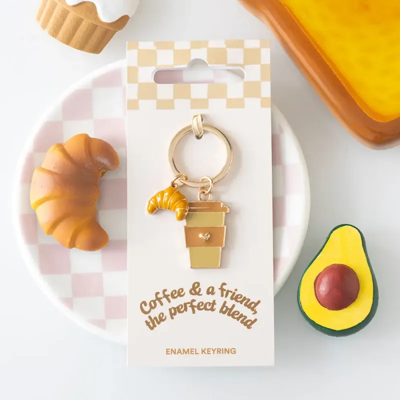 Coffee and A Friend Croissant Keyring
