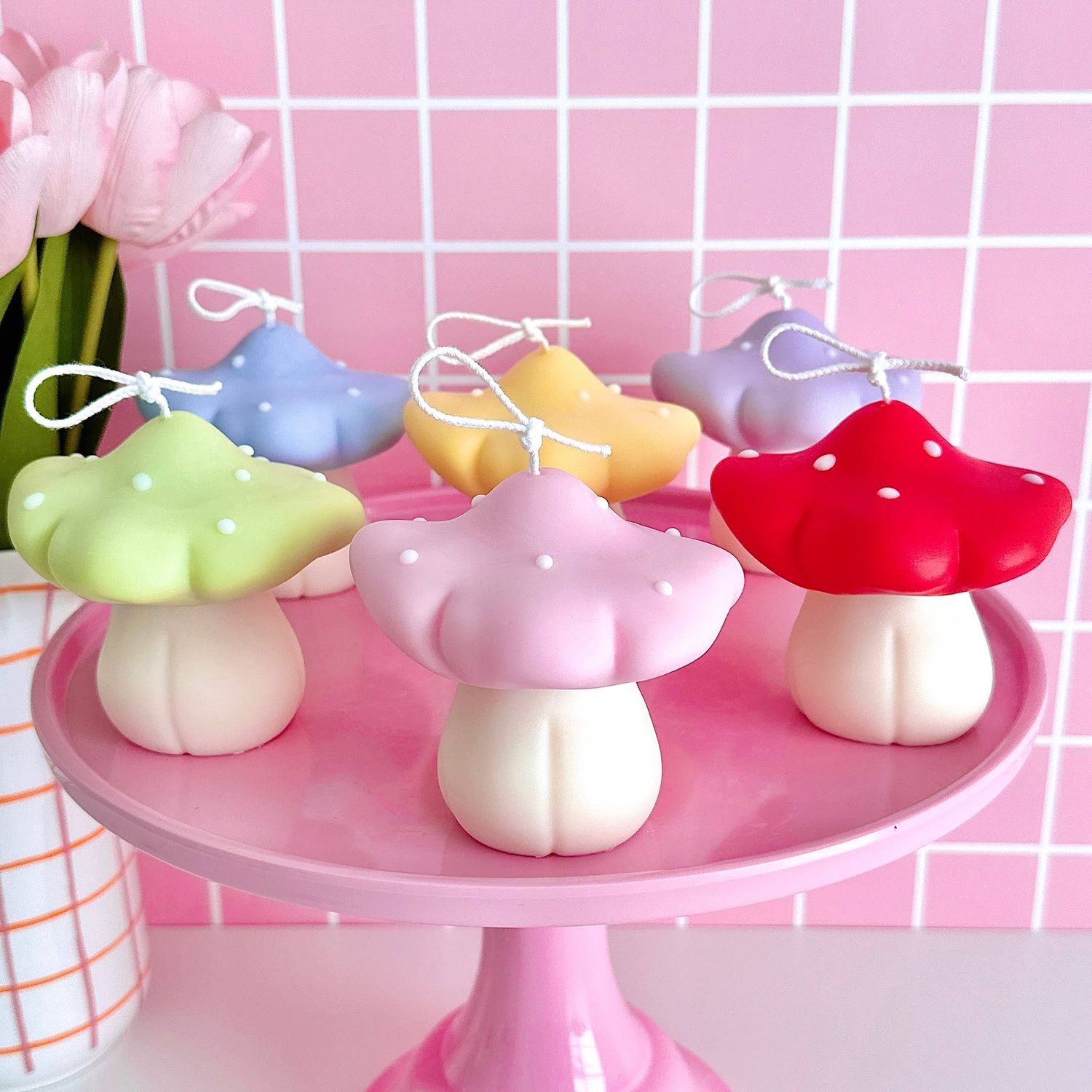 Cute Large Mushroom Candle | Pastel Candle Decor