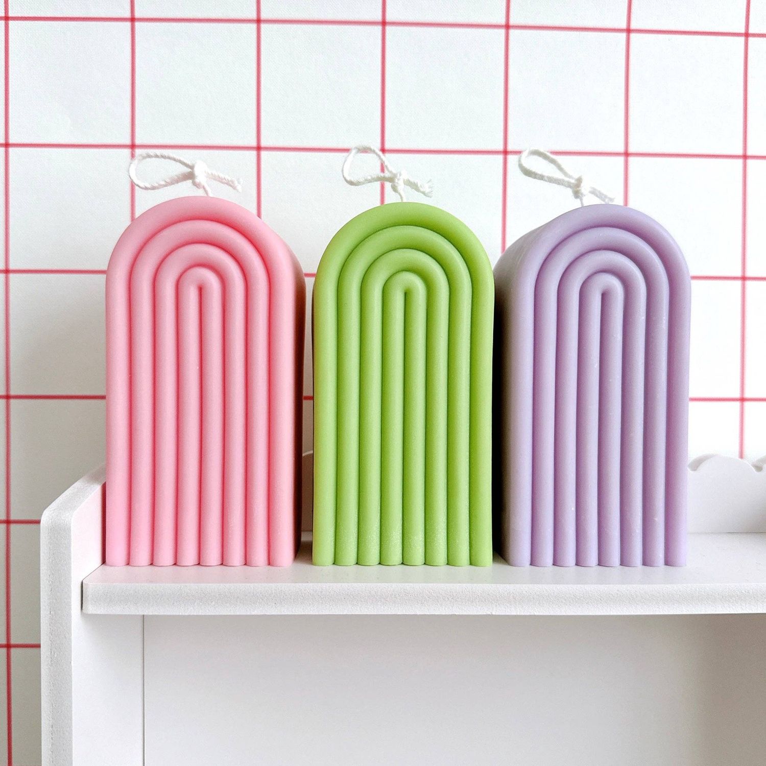 Large Rainbow Arch Candle | Minimalist Pastel Candle