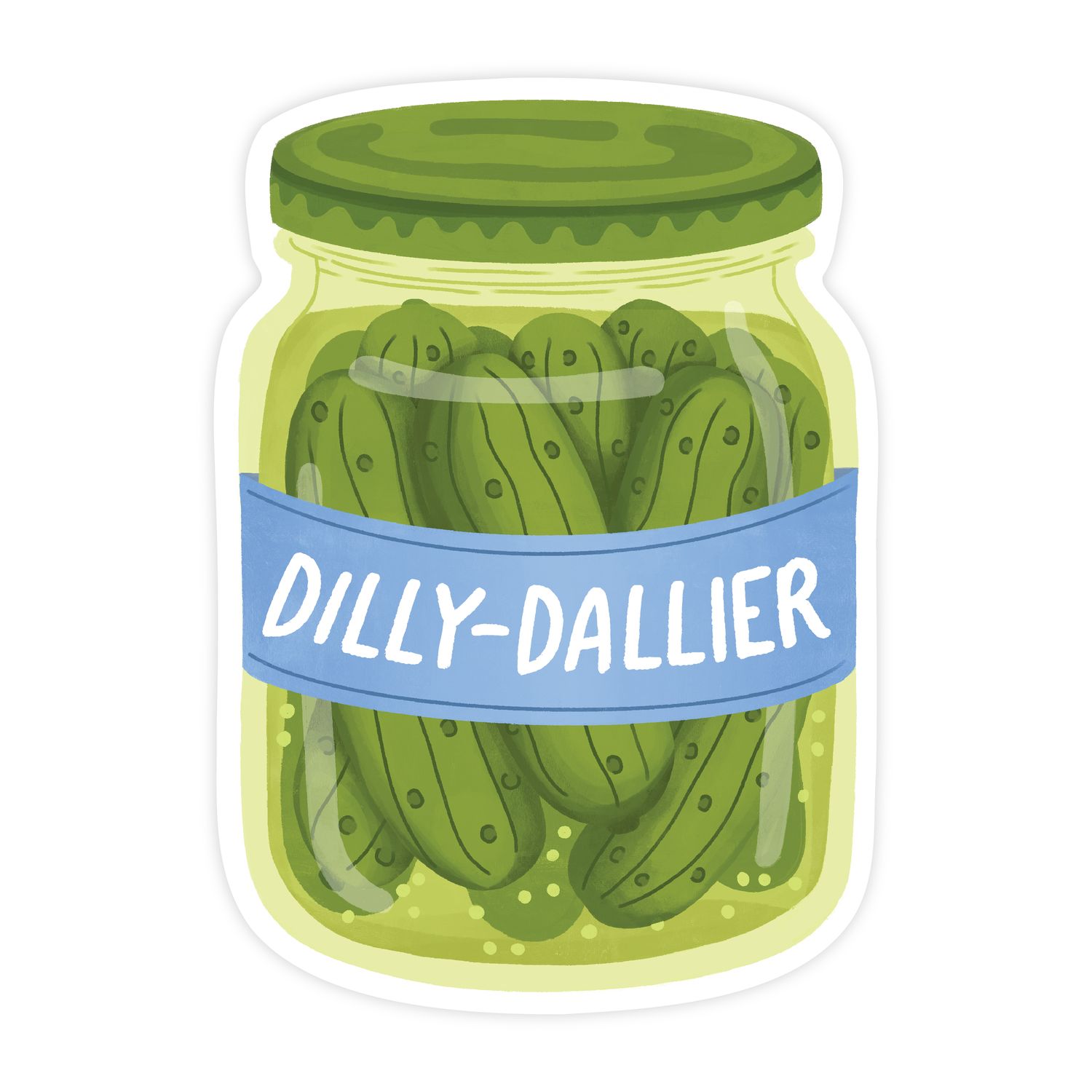 Dilly Dallier - Pickle Jar Foodie Vinyl Sticker