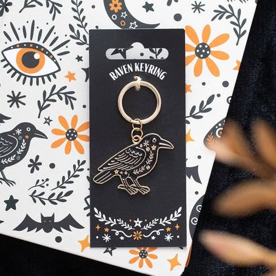 Folk Raven Halloween Keyring