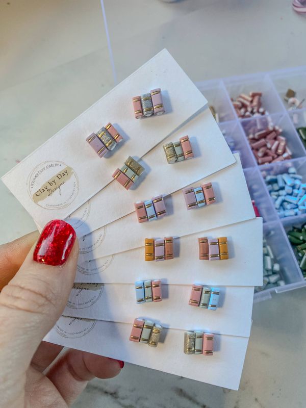 Book Library Stud Earrings  - reading, bookish