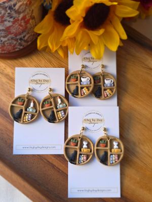 Assorted Bookshelf Dangle - Polymer Clay Earrings