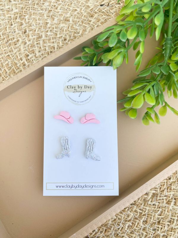 Glitter Cowboy / Cowgirl Country Western Earrings