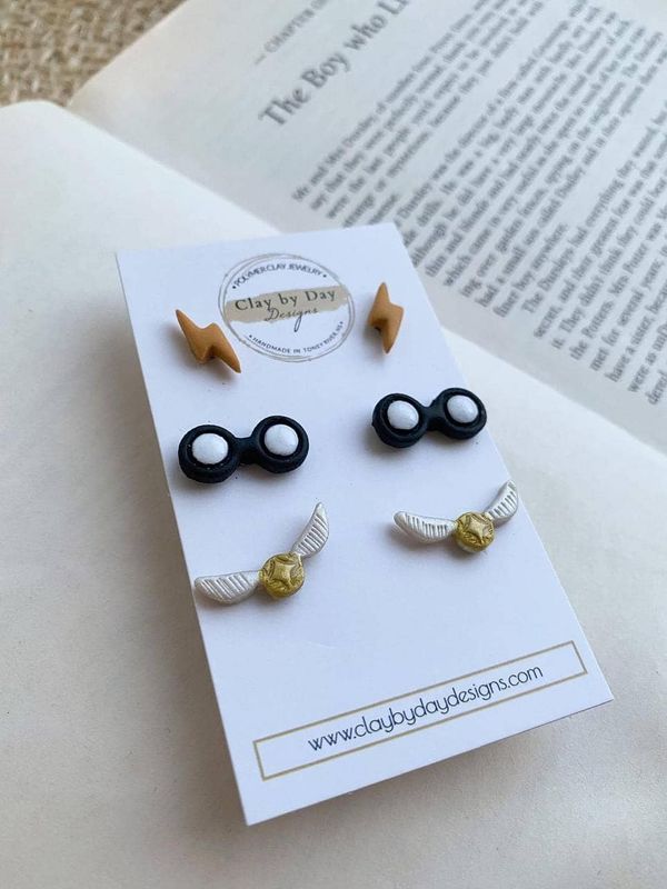 Harry Potter Stud Earring Trio | Golden Snitch
