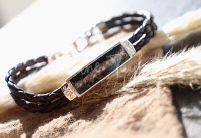 Men’s Silver and Brown Leather Bracelet
