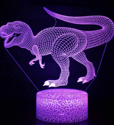 Dinosaur 3D LED Night Light with 16 Colors and Remote Control