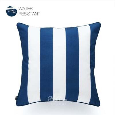 Navy Blue Outdoor Pillow Cover, Stripes, 18"x18"