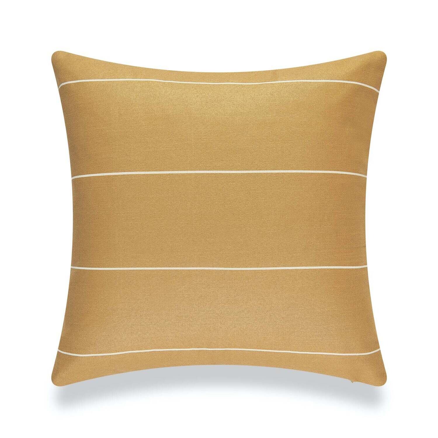 Modern Boho Outdoor Pillow Cover, Mustard Yellow Striped, 20"x20"