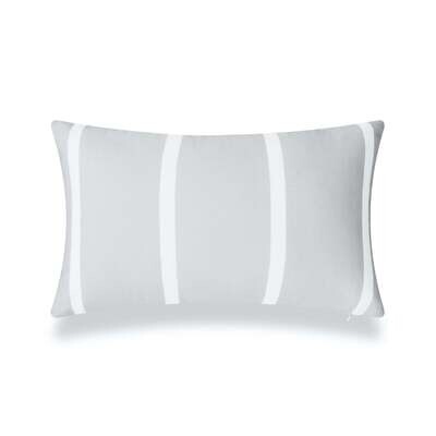 Classic Outdoor Lumbar Pillow Cover, Gray Wide Striped, 12"x20"