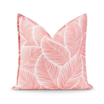 Coastal Indoor Outdoor Pillow Cover, Palm Leaf, Coral Pink, 20"x20"
