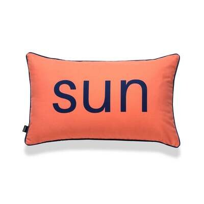 Beach Outdoor Lumbar Pillow Cover, Sun Word, Coral Navy, 12"x20"