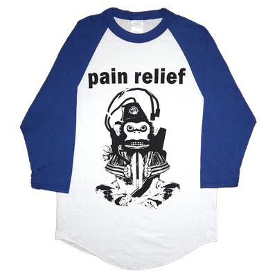 pain relief baseball tee blue