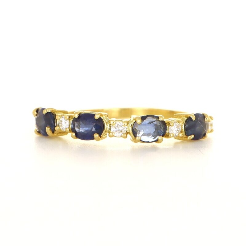 18kt Yellow Gold Ring - 1.00ct Sapphire - Diamonds 18kt Yellow Gold Ring - 1.00ct Sapphire - Diamonds