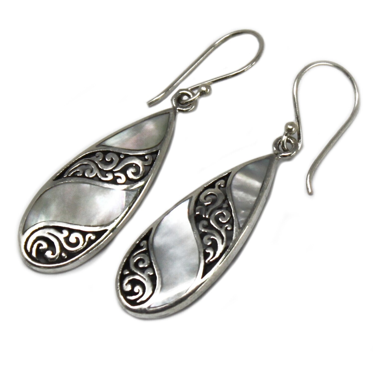 Teardrop Earrings - Shell & 925 Silver