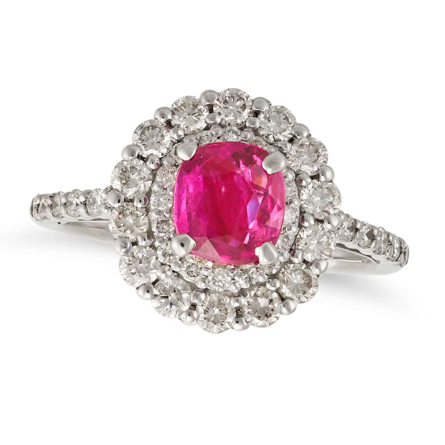 Ruby & Diamond Cluster Ring in Platinum