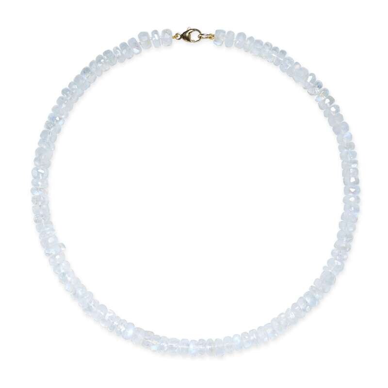 Rainbow Moonstone Necklace in 9kt Yellow Gold