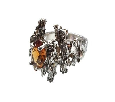 925 Silver & Citrine Abstract Ring