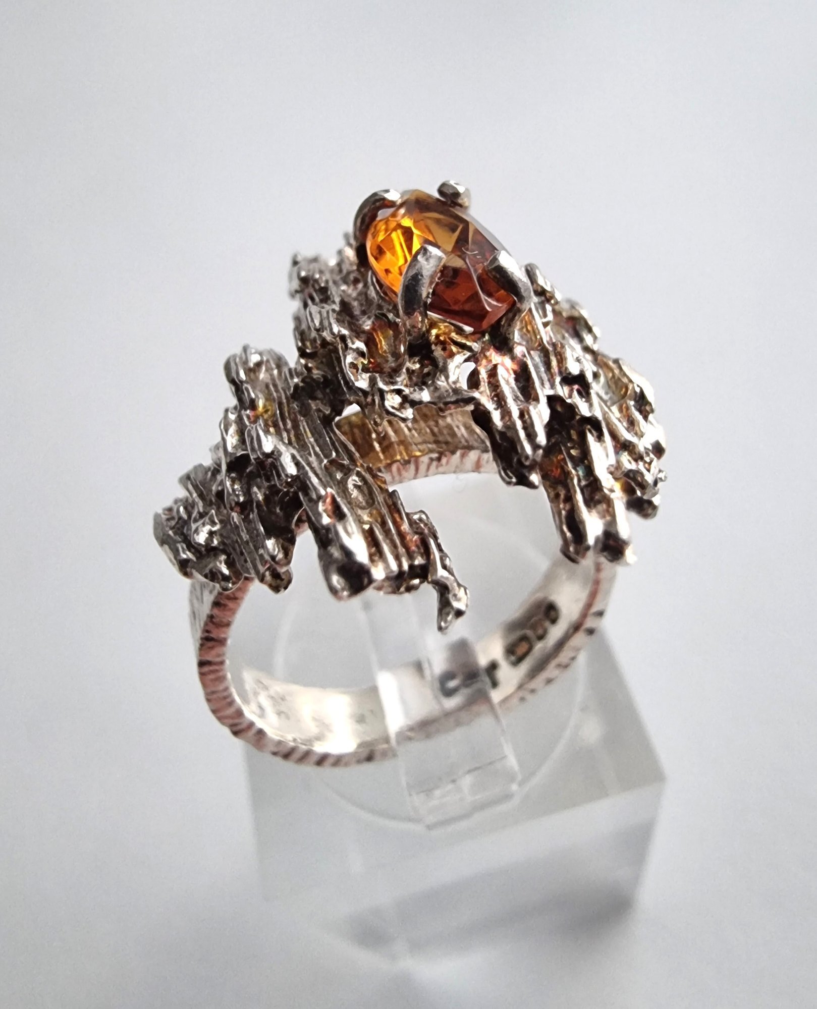 925 Silver & Citrine Abstract Ring