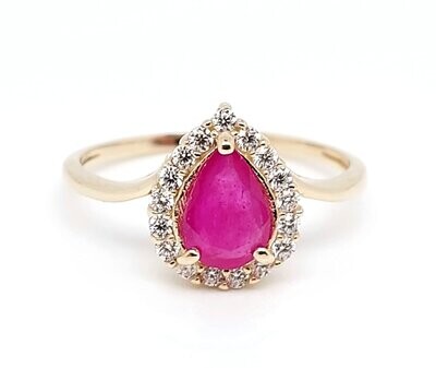 14kt Gold & Ruby Ring With Diamonds