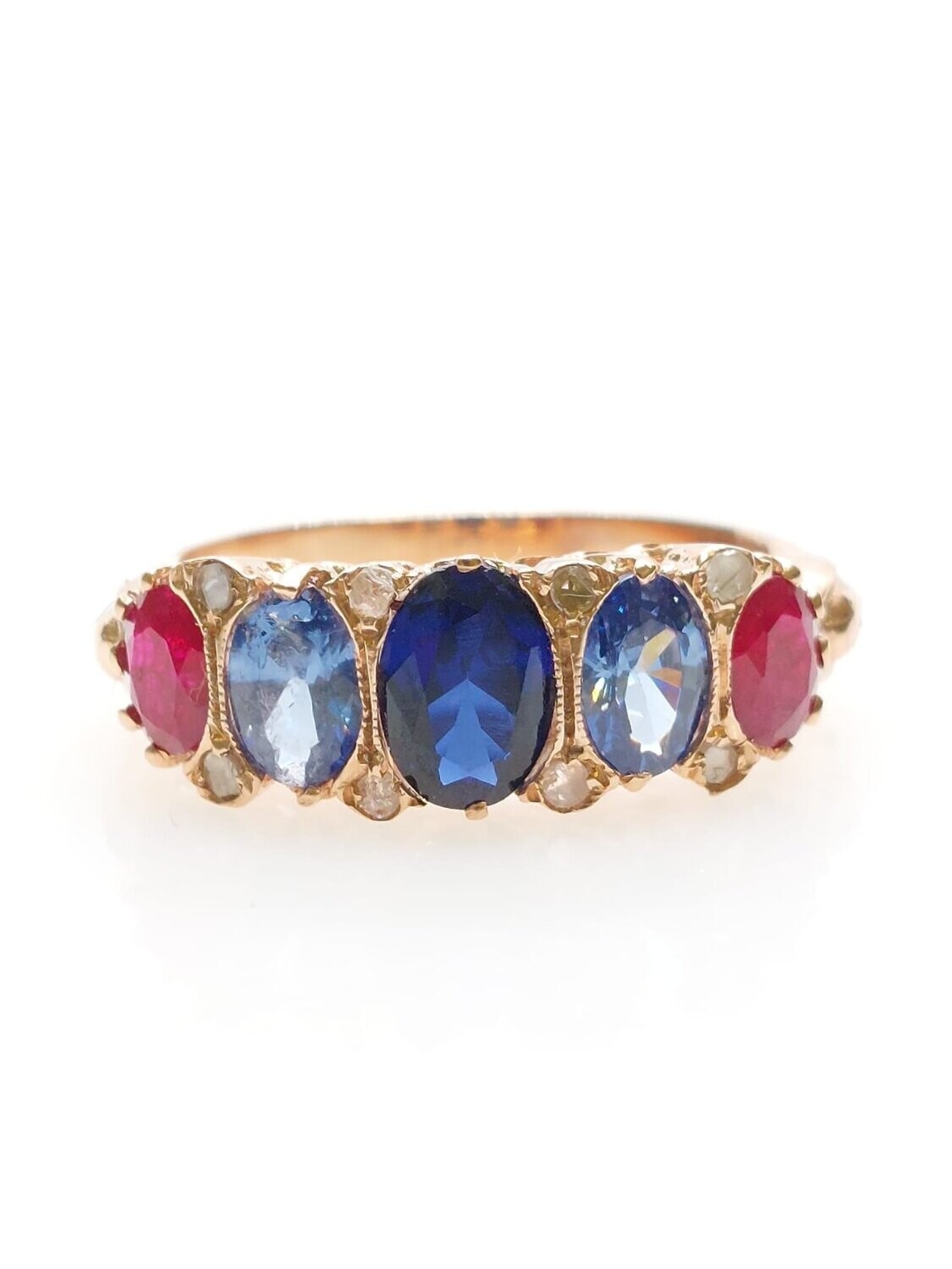 9kt Rose Gold Ring With Sapphire, Diamonds & Rubies