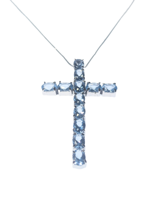 Blue Topaz Crucifix in 925 Silver