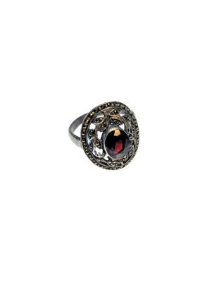 3ct Garnet & Faceted Pyrite Ring