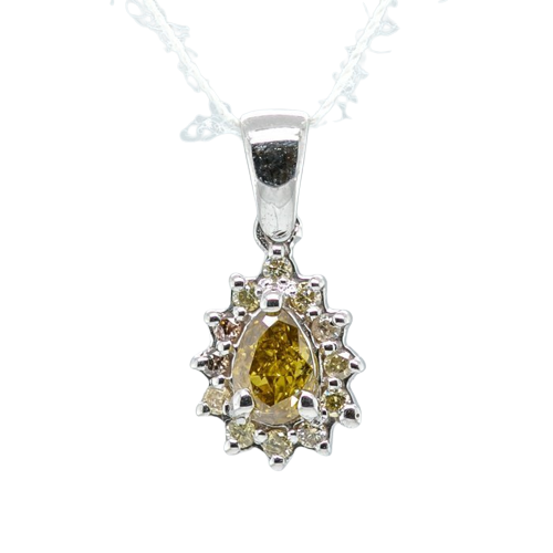 Deep Yellow Diamond Pendant 0.35tcw - 14kt White Gold