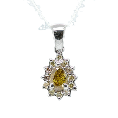 Deep Yellow Diamond Pendant 0.35tcw - 14kt White Gold Deep Yellow Diamond Pendant 0.35tcw - 14kt White Gold