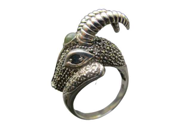 MARINA DE LUCA 925 Silver Ring - Sapphires, Marcasites