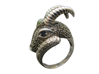MARINA DE LUCA 925 Silver Ring - Sapphires, Marcasites